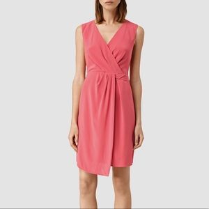 Brand New ALLSAINTS Peak Dress Pink Silk Size 0